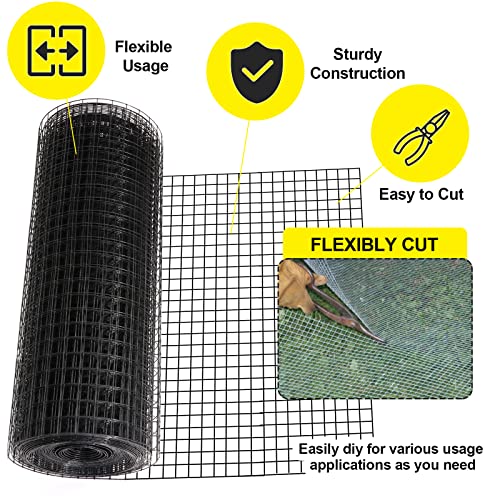 36'' x 50' 1/2inch Hardware Cloth 19 Gauge Black Vinyl Coated Welded Fence Mesh for Home and Garden Fence and Home Improvement Project - size: 36'' x 50'-19 Gauge