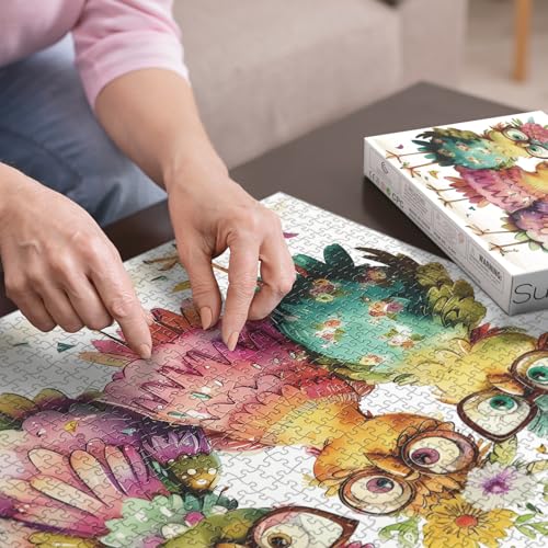 Funny Chicken Puzzles for Adults 1000 Pieces, Cute Bird Flower Jigsaw Puzzles, Beautiful Animal Art Puzzles - color: Sunny Chicken