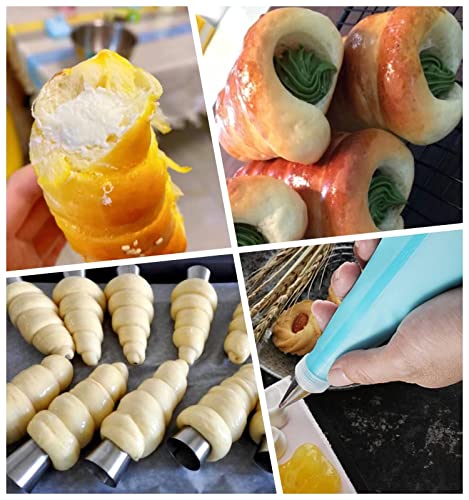 30 Pack Cannoli Horn Form Set, Large Stainless Steel Canolis Tubes Moulds Cannoli Kit for Baking Cannoli, Croissant Shell, Cream Roll Dessert, Safety Filled Edges - color: 30 pcs large conical tubes set
