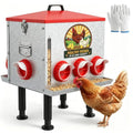 55LB Large Automatic Chicken Feeder with View Window & No-Waste Food Tray | 8 Feeding Ports Galvanized Steel Raised Chicken Feeder with Waterproof Locking Lid & Height Adjustable Stand for Ducks, Geese