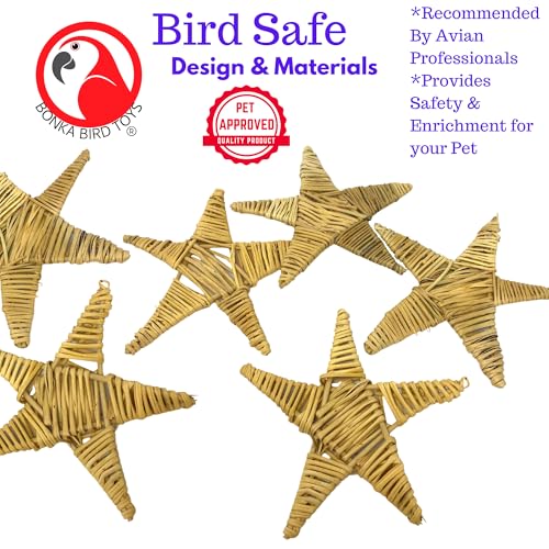 1282 6 Vine Star Large Bird Parrot Toy Part Craft Parrot cage Toys Cages Natural Chewy - color: Natural