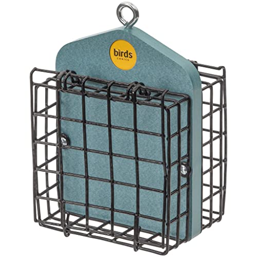 Birds Choice Suet Feeder for 2 Cakes | Recycled Plastic | Lake Blue | Hanging Cage Design Serves Woodpeckers and Nuthatches, Weather-Resistant for Year-Round Feeding - color: Lake Blue