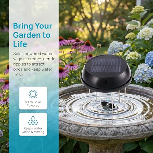 Bird Bath Solar Water Wiggler, Stainless Steel Swing Bubbler, Solar Water Circulator for Garden Pond & Landscape Pool
