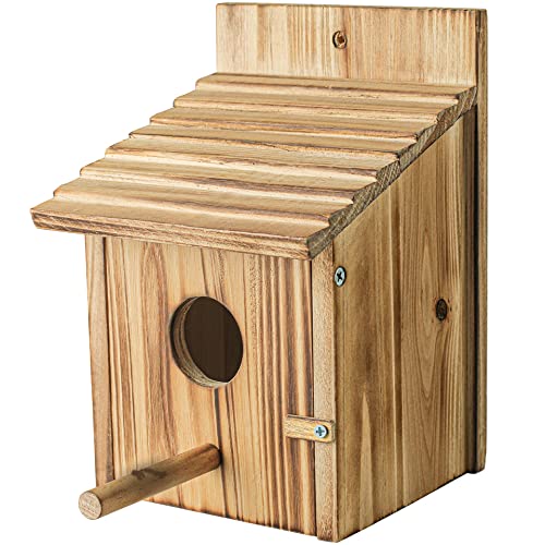 Bird Houses for Outside，Wooden Birdhouse with Open House Design - Perfect Nesting Box for Bluebirds - Assembly Required - Ideal for Outside - Blue Bird House for Outdoor Clearance - color: Classic