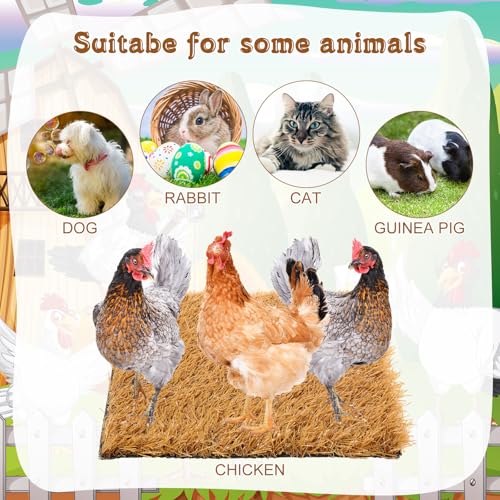 Zhengmy 12 Pcs Chickens Nesting Pads Set Nest Box Bedding Washable Nesting Pads for Chicken Coop, Artificial Grass Rug Carpet Synthetic Turf Mat, 12 x 12 x 1.2 Inches(Brown) - color: Brown