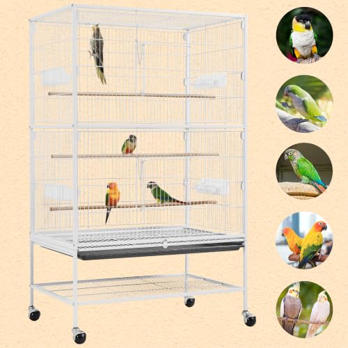 Yaheetech 52inch Bird Cage Extra Large Parakeet Parrot Cage for Lovebird Cockatiel Conure Finch with Rolling Stand White - color: White, size: 31.1"L x 20.4"W x 52.0"H