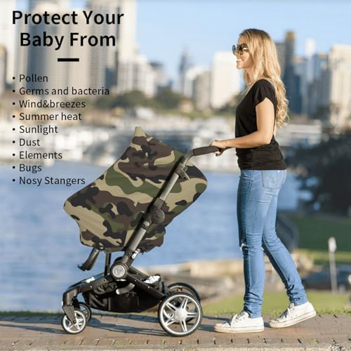 Camo Baby Car Seat Covers Multi-use Carseat Canopy for Boys and Girls Stretchy Infant Carseat Cover Shower Gifts - color: camo