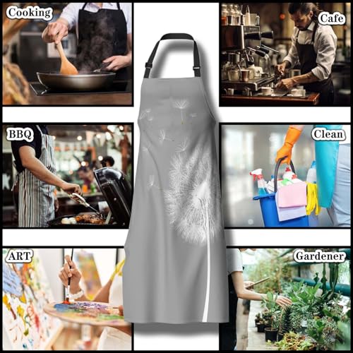 Cooking Apron for Women Dandelion Kitchen Aprons for Men for Kitchen Restaurant BBQ Painting Crafting Gardening 27” (W) x 31” (H), Waterproof Apron - color: Dandelion