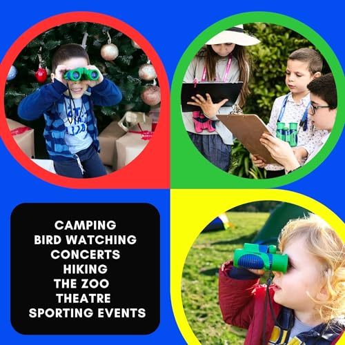 Kids Blue Binoculars 8x21 - Kids Age 3-12, Shock Proof Compact Binoculars Set with High Resolution Optics Toys for Bird Watching, Stargazing, Hunting, Hiking, with Case, Neck Strap | bird watching, camping, stargazing, hunting, hiking, includes carry case