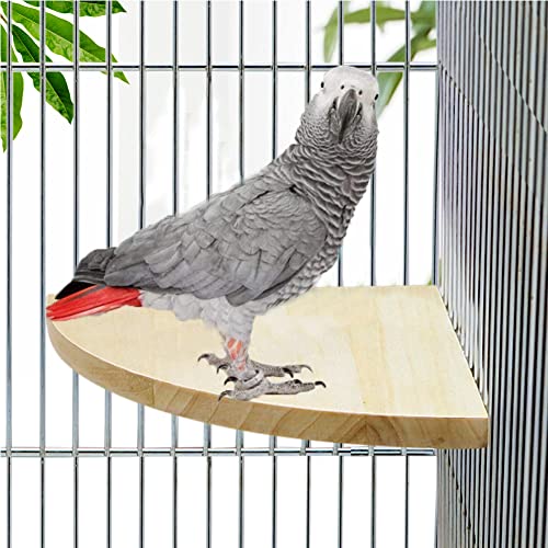 Litewoo Bird Parrot Corner Perch Flat Platform Stand for Cage,XL | 7.87x7.87 in, easy to Install, stable & smooth, solid wood perch for small-medium birds/parakeet/cockatiel/budgie/conure/cage - size: XL: 7.87*7.87inch
