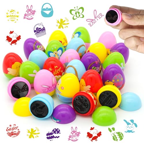 Childom 24 Pcs Easter Egg Fillers Stuffers for Kids, Easter Stamps Basket Stuffers, Easter Stamps Toys Bulk for Easter Eggs Hunt, Easter Party Favors for Goodie Bags,Classroom Prize Supplies, Children - style: Easter