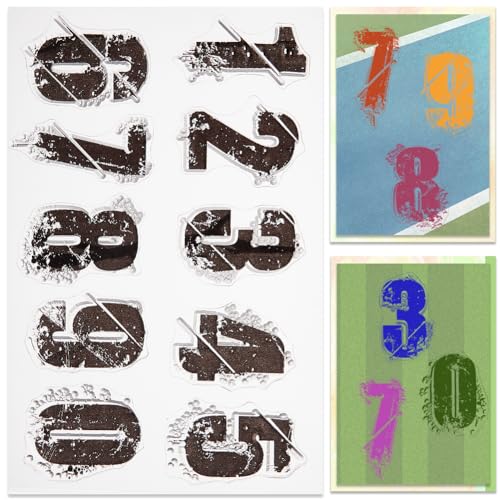 CRASPIRE Number Clear Stamps Rubber Silicone Stamp Seal Transparent Silicone Stamps for Journaling Card Making DIY Scrapbooking Handmade Photo Album Notebook Decor - style: Number-51B