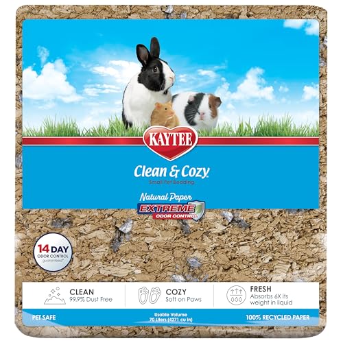 Kaytee Clean & Cozy Natural Paper with Extreme Odor Control Bedding, Made with 100% Recycled Paper - size: 70 Liters