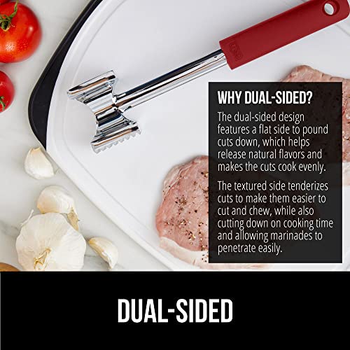 Gorilla Grip Silicone Spatula and Meat Tenderizer, Flexible Silicone Spatula Size 11.6 inch, BPA Free Heat Resistant, Spiked Side Meat Tenderizer, Both in Red Color, 2 Item Bundle