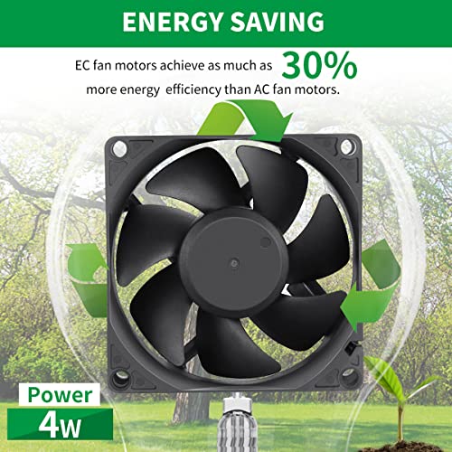 80mm Muffin EC Cooling Fan 80x25 Dual Ball Axial Exhaust Fan | AC 110-240V Power, small cooling fan for reptile terrarium, incubator, PC cabinet, electronics ventilation & DIY project - style: 80mm x 25mm