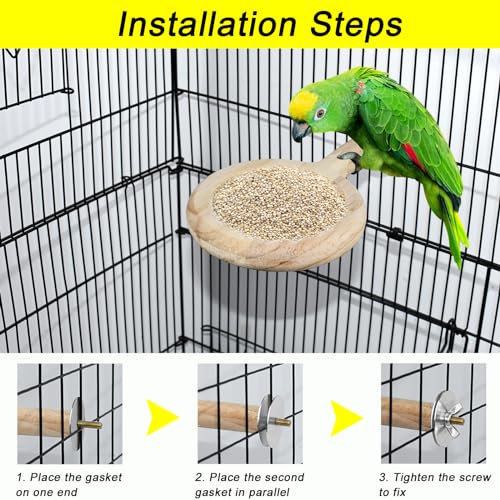 ASOCEA Adjustable Bird Harness and Leash, 2 Pack Bird Food Stainless Steel Cups for Yellow Naped Amazons Galah Cockatoos Small to Medium Breed Parrots Fits Birds Chest