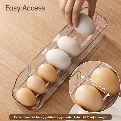 PAVSTINE 3-Tier Auto Rolling Egg Holder with Lid for Fridge, Clear | Stackable Egg Dispenser, Large Capacity Holds Up To 21 Eggs, Refrigerator ＆ Kitchen Countertop Storage - size: 3-Tier with Lid