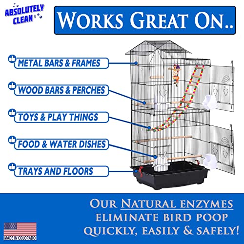 Absolutely Clean Amazing Bird Cage Cleaner and Deodorizer - Just Spray/Wipe - Safely & Easily Removes Bird Messes Quickly and Easily - Made in The US - Fragrance Free - 16oz (Pack of 2) - style: 16 Fl Oz (Pack of 2)