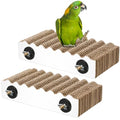 CroBlissful 2-Piece Bird Platforms - Macaw, Small Parakeet, Conure, Budgie - Brown Cardboard Bird Perch - Paw Grinding Stand - Parrot Playground - size: Large