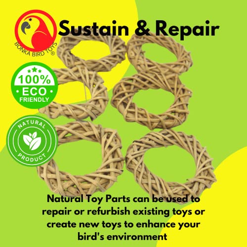 3331 Pk6 Medium Vine Wreaths Foot Talon Craft Part Bird Toy Natural Ring Woven Twist Cockatiels Parakeets Conures and Other Similar Birds