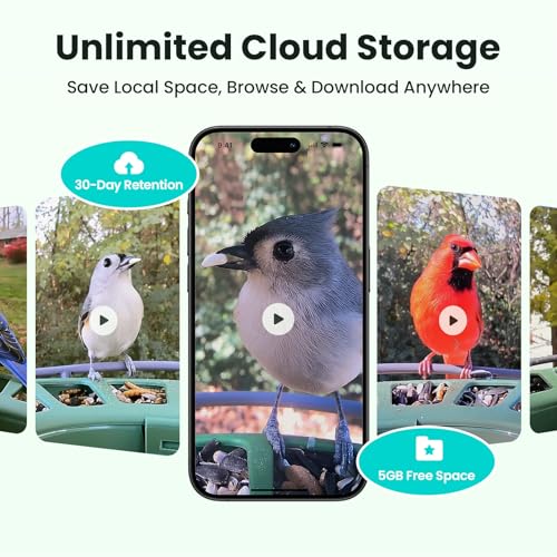 2 Smart Bird Feeder with Camera, AI Identifies Bird Species, Dual-Lens 2K Camera for Live Streaming & Close-Up Photos, Solar-Powered Backyard Birdwatching Gift
