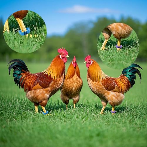 DoubleWood Large Poultry Leg Bands, 60 Pcs Adjustable Chicken Leg Bands Clip on Leg Rings for Chicken, Duck, Guinea, Goose, Gamefowl, Turkey, 20-25mm