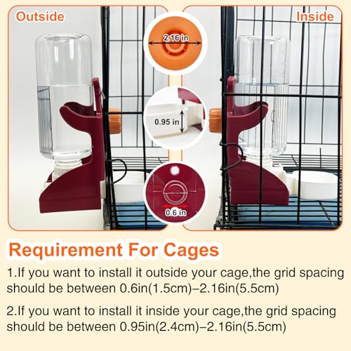 VCEPJH No Mess Bird Feeder and Water Dispenser Automatic Parrot Feeder Cage Accessories Orange Bird Drinker Parakeet Seed Dispenser with Cage Perch for Lovebirds Conures Budgies Canary Finch (Red) - color: Red