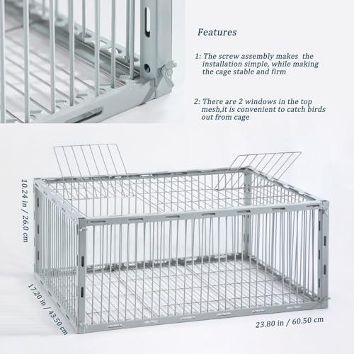 Pigeon Trap with Escape-Proof Design,Pigeon Cage with One-Way Entry,Ideal Pigeons Coop,Chicken and Bird Trap Cage,Portable & Easy Assembly,Unharmful Made of High-Strength Iron with Anti-Rust Paint - size: 23.8"L x 17.2"W x 10.2"H