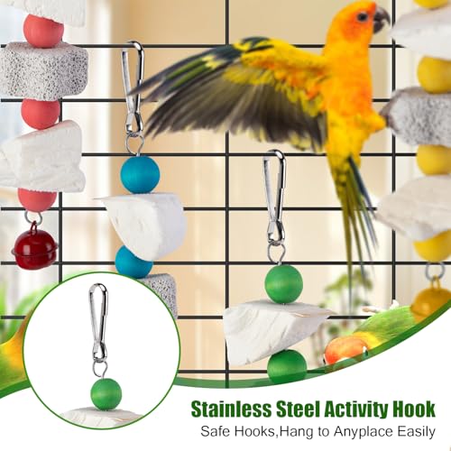 4 Pack Parrot Chewing Toy, Bird Beak Grinding Stone with Bell, Parrot Beak Trimmer Calcium Stone,Bird Cage Accessories for Cockatiels Parakeets Parrot Budgies Rat Hamster Chinchilla Rabbit Bunny