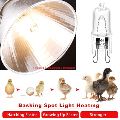 Heat Lamp for Chicken Coop Tiny Chicks Brooder, Basking Spot Flood Light White Bulbs Replaceable E26 Base 50 Watt Chick Heater for Reptile Pets Duckling Poultry Livestock