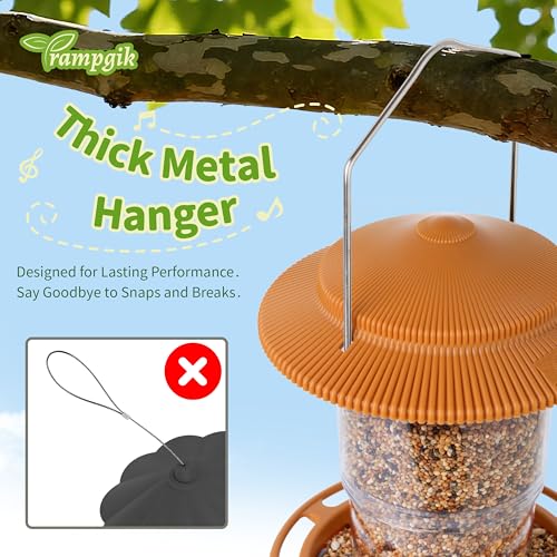 Outdoor Bird Feeder, Retractable Bird Feeder Hanging, Metal Hanger, Rainproof & Leak-Proof, Terracotta, Pack of 2 - color: Terracotta, Retractable Hanging， Pack of 2
