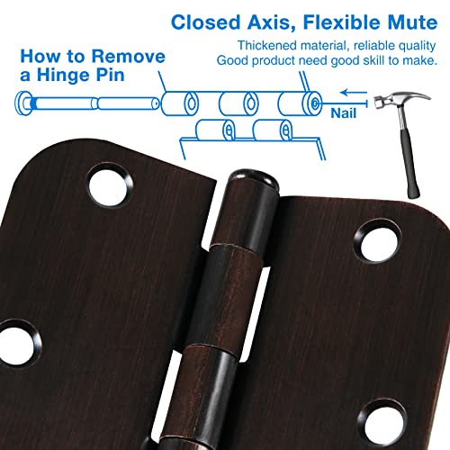 TDCHINGES Residential Oil Rubbed Bronze Door Hinges 3.5 Inch X 3 1/2" 5/8" | 30 Pack Round Exterior Interior Standard Bifold Lightweight Wood Doors Bedroom Office Rental Laundry Attic Dorm Home Hardware - color: Oil Rubbed Bronze, size: 30 Pack