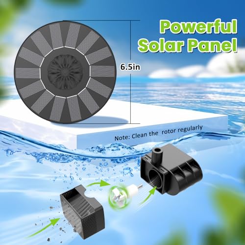 SZMP Solar Fountain 2026 Upgrade, Solar-Powered Bird Bath Fountain with 4 Fixed Rods & 7 Nozzles for Garden, Pond, Pool, and Patio – No Battery Required, Attracts Hummingbirds & Wildlife - color: Black