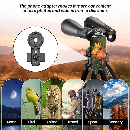 ESSLNB 25x70 Astronomy Binoculars Giant for Adults, Outdoor Waterproof Binoculars for Travel Stargazing Bird Watching Hunting with Built-in Tripod Adapter and Carrying Bag - size: Medium