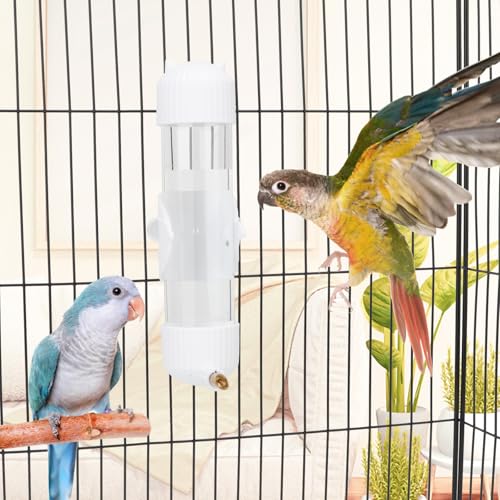 Wontee Bird Water Dispenser Parrot Waterer Automatic Bird Water Feeder for Medium Birds Cockatiel Conure Caique (White (6.8oz)) - color: White (6.8oz)