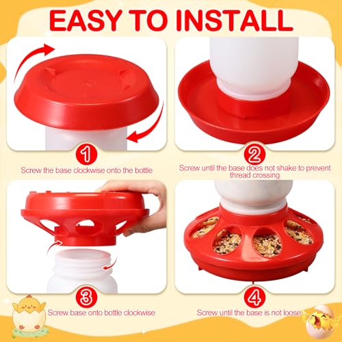 AceOrbit 12 Pcs 0.3 Gal Chick Feeder and 0.3 Gal Waterer Set Baby Chicken Supplies Poultry Starter Kit Plastic No Waste Chick Coop Brooder Accessories for Small Chicken Quail Pigeon Duckling Birds
