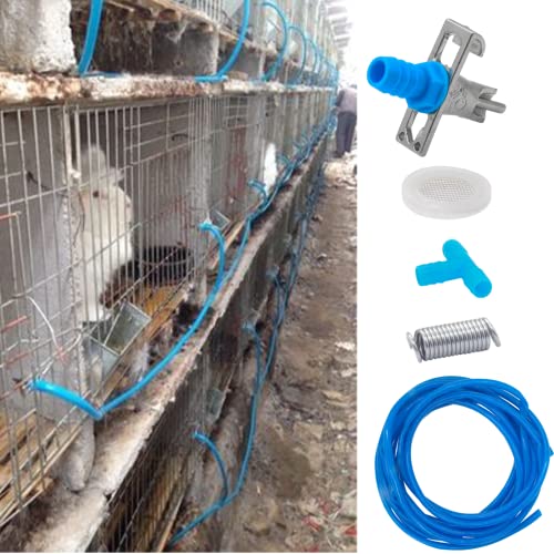 Automatic Rabbit Watering Kit Include 6 Nipple Drinker Feeders, ID 5/16" Hose, Barb Fittings to G1/2" Thread Connector | Automatic rabbit watering kit, 6 nipple drinkers, 5/16" hose, barb fittings G1/2" connector, poultry watering system