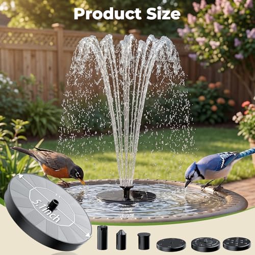AISITIN Solar Fountain Pump with 6 Nozzles, 2026 Solar Bird Bath Fountains | Upgraded Floating Solar Water Fountain for Garden, Pond, Pool, Fish Tank, Backyard & Outdoor - color: Black-1