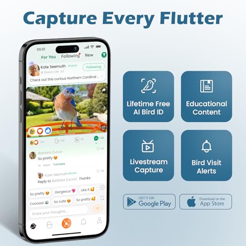 Smart Bird Feeder with Camera & Solar Panel, 2K HD Birdwatching Live | with AI Identify Bird Species, Auto Video Capture & Instant Notifications, for Mom/Dad/Bird Lovers - color: Deep Blue