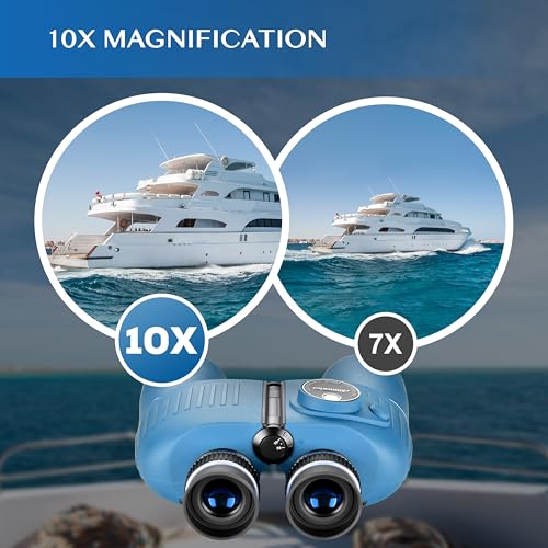 AOMEKIE 10X50 Marine Binoculars for Adults with Rangefinder Compass, Waterproof Marine Binoculars for Sailing Boating Fishing for General Marine and Outdoor Viewing