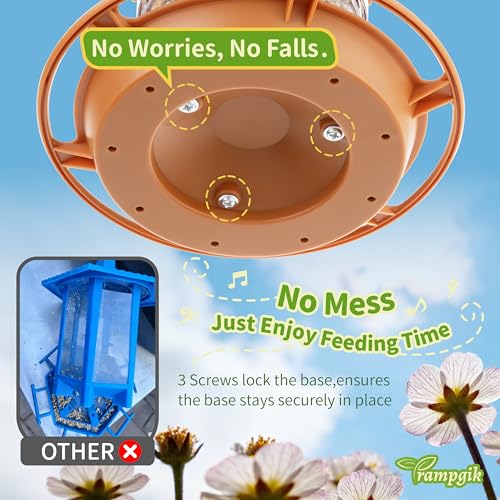 Outdoor Bird Feeder, Retractable Bird Feeder Hanging, Metal Hanger, Rainproof & Leak-Proof, Terracotta, Pack of 1 - color: Terracotta, Retractable Hanging, Pack of 1