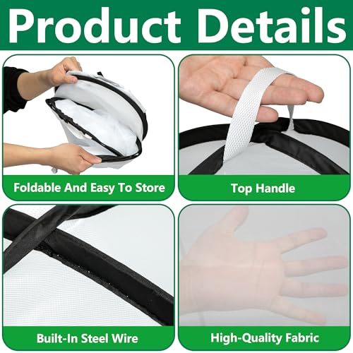 2 Pcs Pop Up Insect Barrier Plant Cover Tent, 30 x 28 x 28 Inch Foldable Garden Plant Protectors Mesh Enclosure, Garden Net Cage Bird Insect Guard Cover for Protecting Plants Fruits Vegetables - color: 30 X 28 X 28 Inch