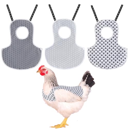 Chicken Saddle for Hens, 3 Pack Chicken Apron with Elastic Straps, Breathable & Washable Feather Protection Vest for Broody Hens or Molting, Easy to Clean (Cloud) - color: Cloud