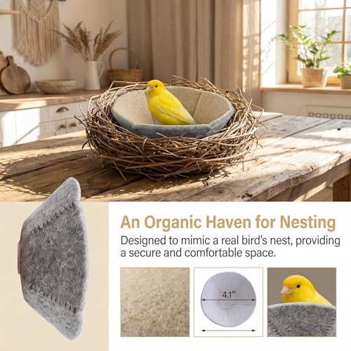 2 Pack 4.1 Inch Wool Felt Bird Nesting Pads for Canary Finch Parakeet | Soft Wool Felt Bird Nesting Material Provides A Warm And Breathable Breeding Environment For Canary, Finch And Parakeet.