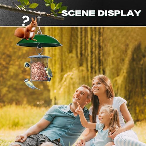 Squirrel Baffle for Bird Feeders,15.7-inch Metal Dome,Squirrel Proof, Weather Shield, with Suspension Wire Rope and Snap Hook for Bird Feeder Pole, Shepherd's Hook,Trees,1 Pack(Green)