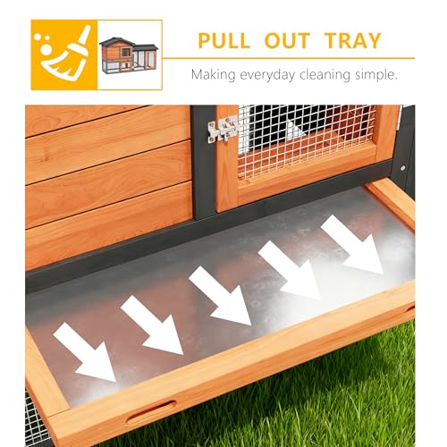 Chicken Run Coop, Small Poultry Quail Cage Rabbit Pet Hutch House | Pull-Out Removable Tray, Asphalt Openable Roof, Non-Slip Ramp,Ideal for Backyard Outdoor Use - color: Brown