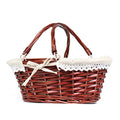 MEIEM Wicker Gift Baskets Empty Oval Willow Woven Picnic Cheap Easter Candy Storage Wine Basket with Handle Egg Gathering Wedding Basket (Brown) - color: Brown, size: Small