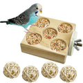 Hamiledyi Wooden Foraging Puzzle Toys for Small Birds - Interactive Parrot Toys Cage Enrichment for Conure, Parakeet, Lovebirds, Budgie, Slow Feeder Bird Activity Toys (Small)