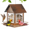 Bird Feeder, Waterproof Bird Feeders for Outdoor Hanging | Heavy Duty Metal, 3LB Large Capacity, 4 Perches, Drain Holes, For Outside Garden Yard Country Hanging, House Shape - size: Standard