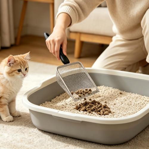 2 Pack Chicken Poop Scooper, 5.5" Metal Mesh Shovel | 3.8mm & 5mm Mesh Metal Chicken Coop Rake and Scoop Tool, Ideal for Poultry Housing, Cat Litter Boxes and Sand Sifting